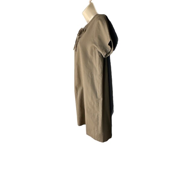 Ann Mashburn Size M Shift Dress Military Green Minimalist Cotton Blend Lace Up - Picture 6 of 8